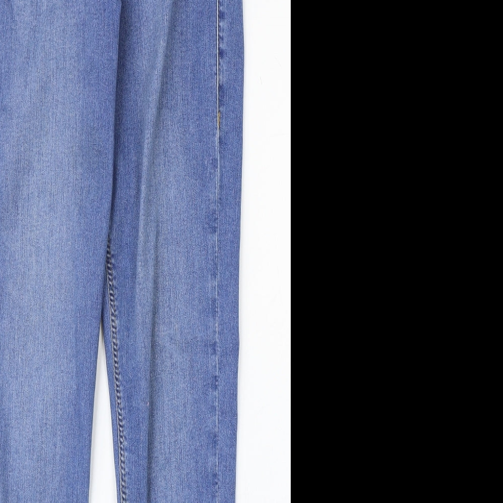 Topshop Womens Blue Cotton Skinny Jeans Size 30 in Regular Zip
