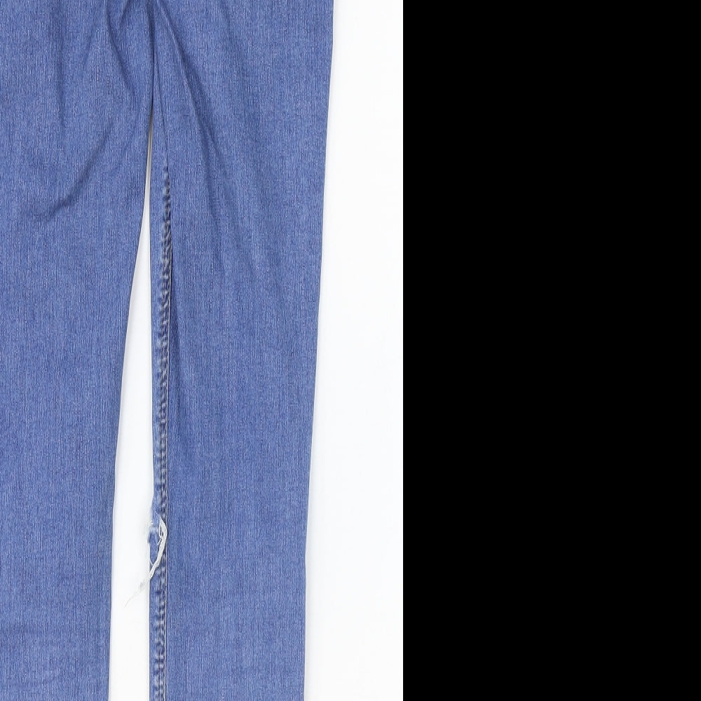 Topshop Womens Blue Cotton Skinny Jeans Size 30 in Regular Zip