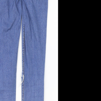 Topshop Womens Blue Cotton Skinny Jeans Size 30 in Regular Zip