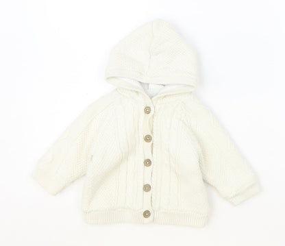 Next Girls Ivory Jacket Coatigan Size 3-6 Months Button