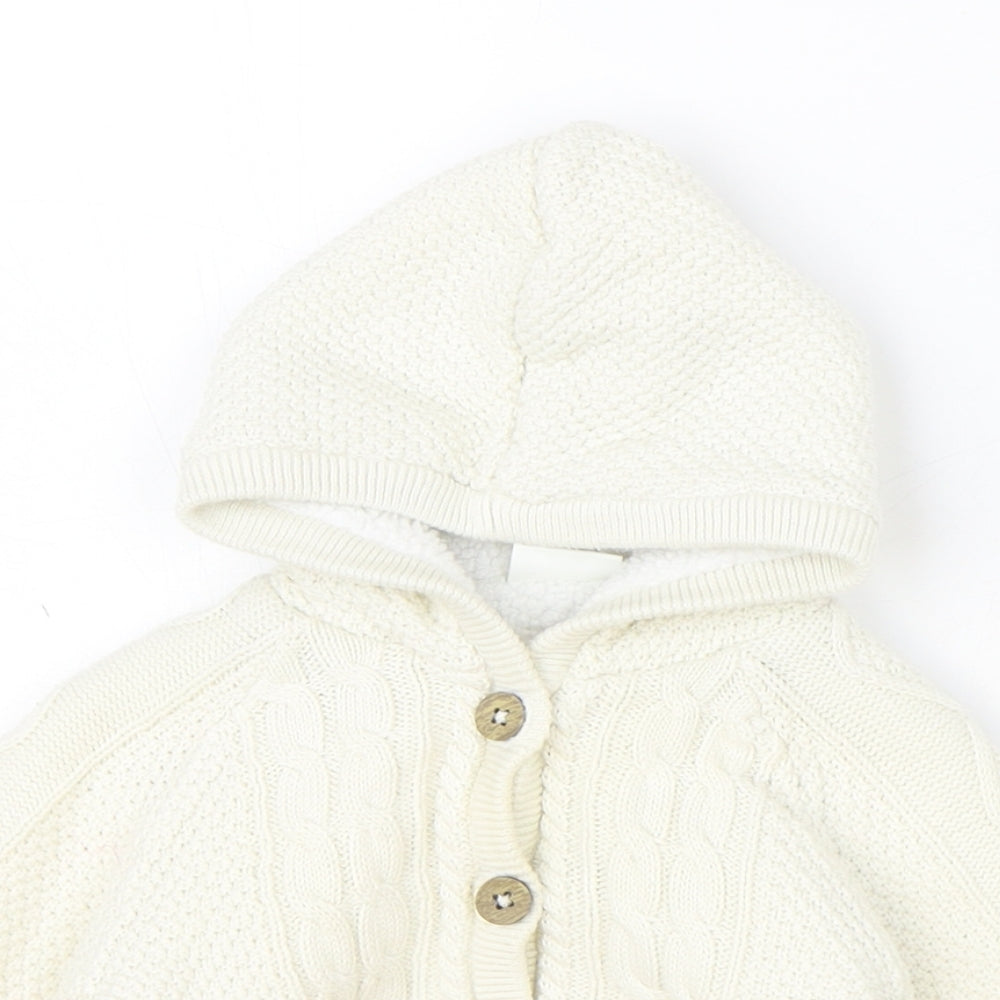 Next Girls Ivory Jacket Coatigan Size 3-6 Months Button