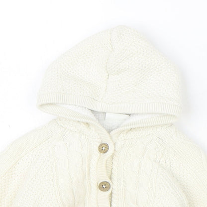 Next Girls Ivory Jacket Coatigan Size 3-6 Months Button