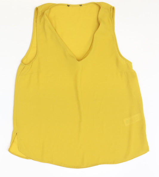 Primark Womens Yellow Polyester Basic Tank Size 12 V-Neck