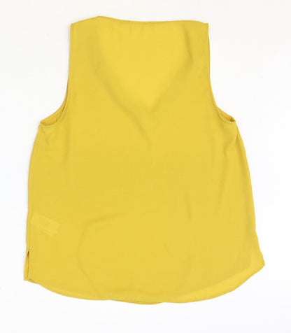 Primark Womens Yellow Polyester Basic Tank Size 12 V-Neck