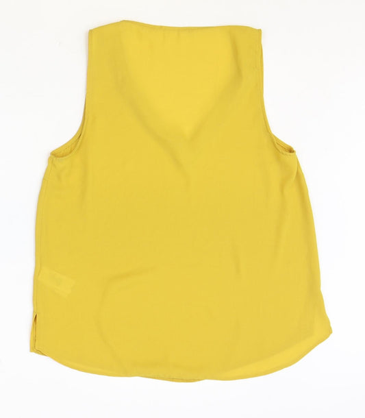 Primark Womens Yellow Polyester Basic Tank Size 12 V-Neck
