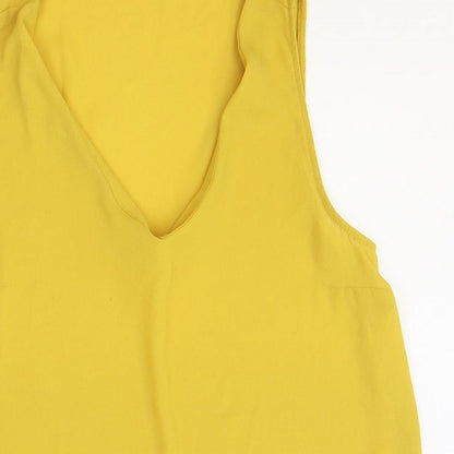 Primark Womens Yellow Polyester Basic Tank Size 12 V-Neck