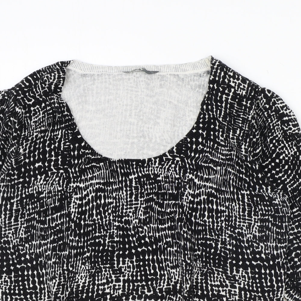 BHS Womens Black Round Neck Geometric 100% Cotton Pullover Jumper Size 16