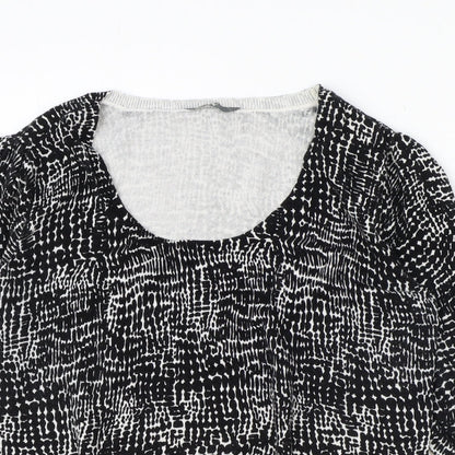 BHS Womens Black Round Neck Geometric 100% Cotton Pullover Jumper Size 16