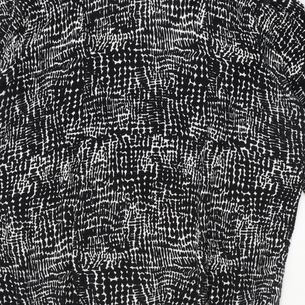 BHS Womens Black Round Neck Geometric 100% Cotton Pullover Jumper Size 16