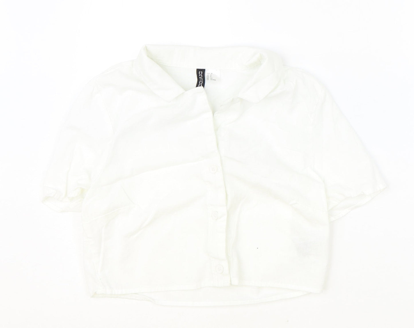 Womens UK Size S Divided Ivory Cropped Button-Up