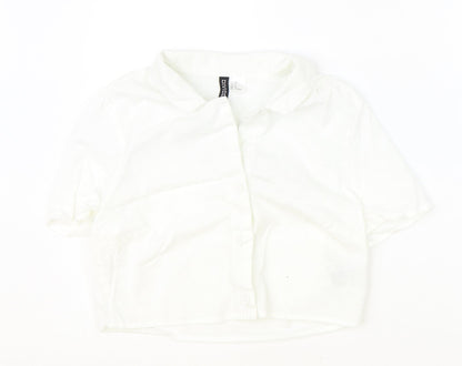 Womens UK Size S Divided Ivory Cropped Button-Up