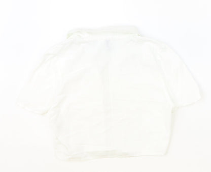 Womens UK Size S Divided Ivory Cropped Button-Up