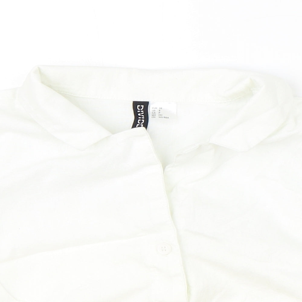 Womens UK Size S Divided Ivory Cropped Button-Up