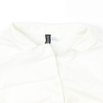 Womens UK Size S Divided Ivory Cropped Button-Up