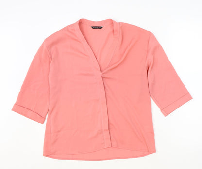 Marabel Womens Pink Polyester Basic Blouse Size 8 V-Neck