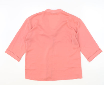 Marabel Womens Pink Polyester Basic Blouse Size 8 V-Neck