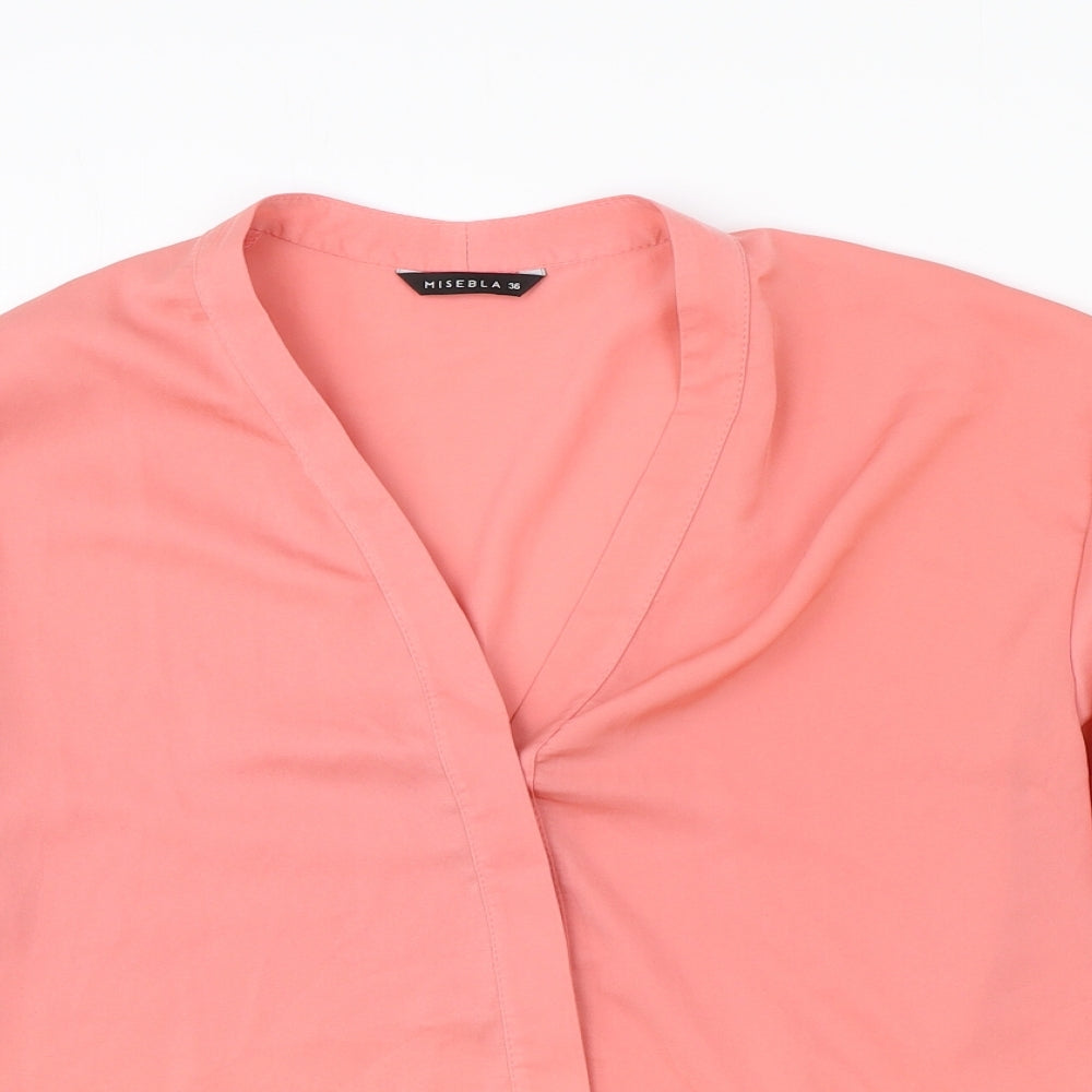 Marabel Womens Pink Polyester Basic Blouse Size 8 V-Neck