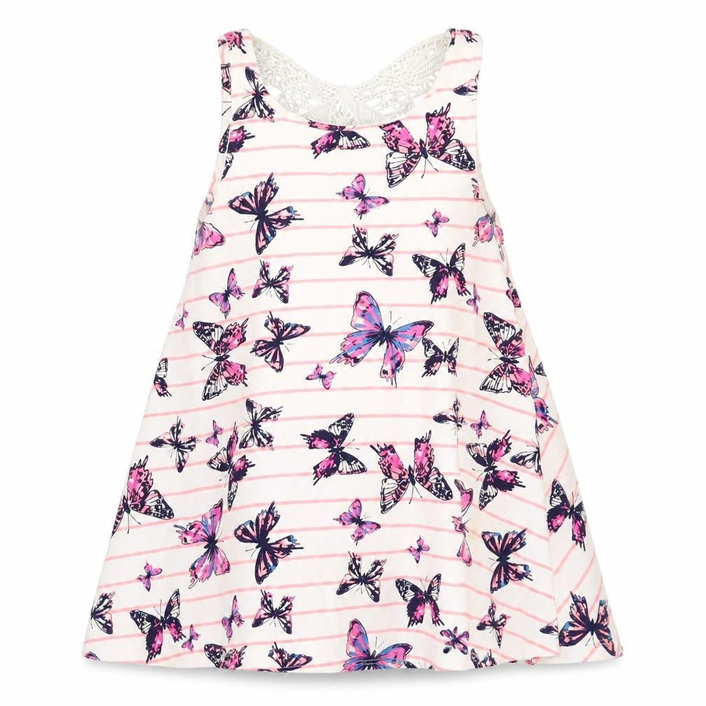 TU Girls Ivory Geometric 100% Cotton Basic Blouse Size 3 Years Scoop Neck Pullover - Butterfly Pattern