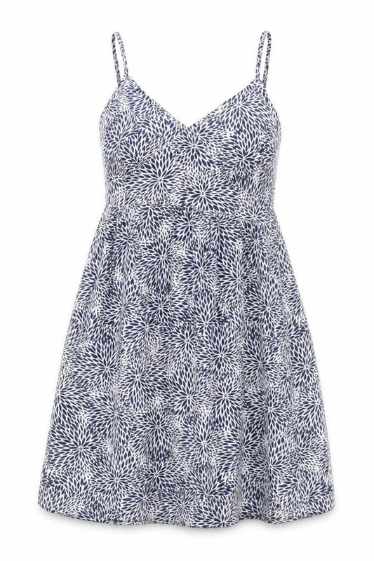 TU Womens Blue Floral Polyester Fit & Flare Size 8 V-Neck Pullover