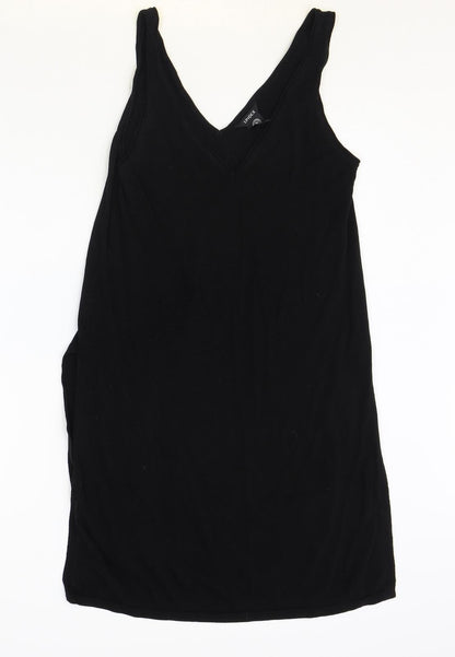 Lindex Womens Black Lyocell Shift Size S V-Neck Pullover