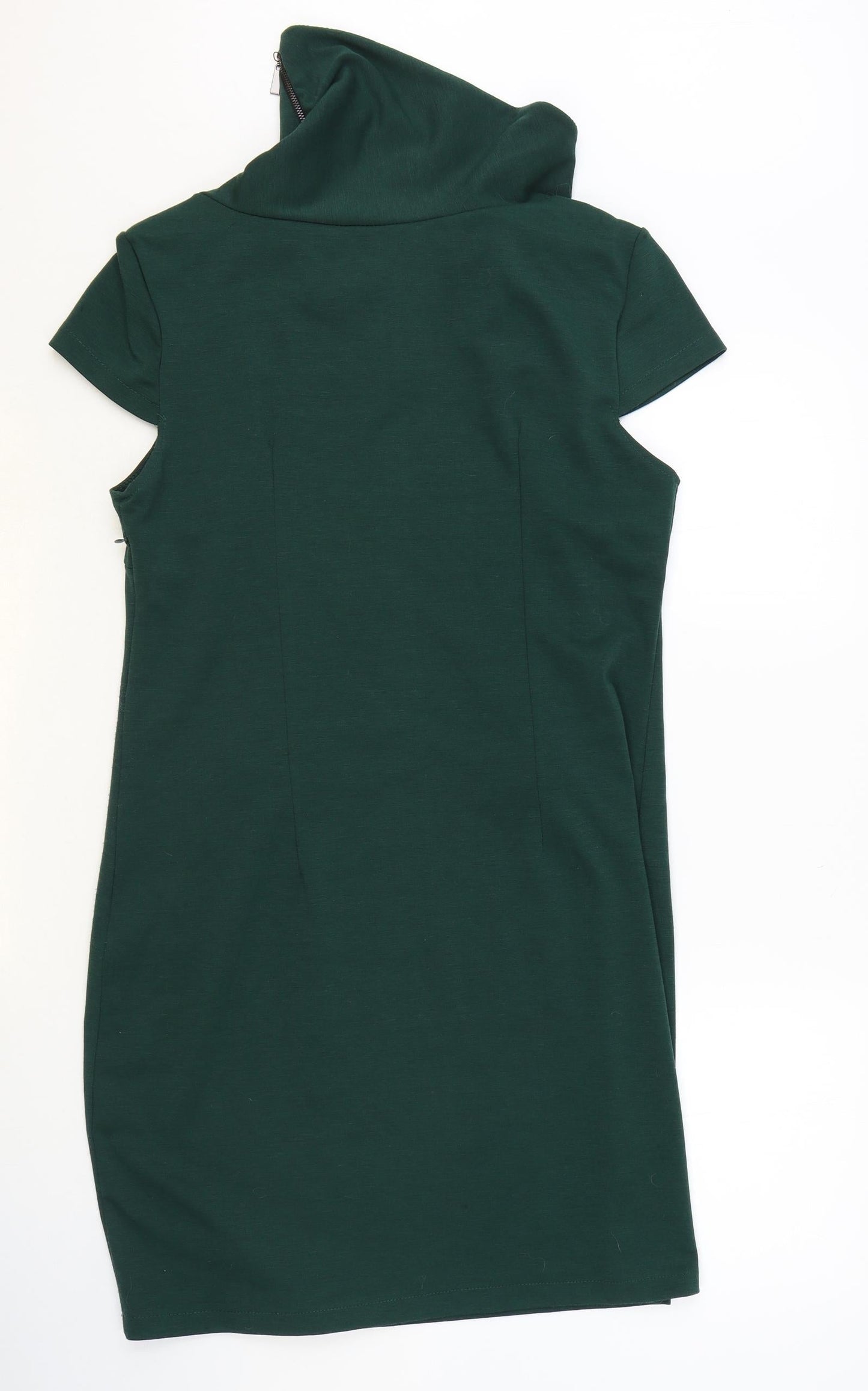 Sabrina Diamanti Womens Green Polyester Shift Size XL Roll Neck Zip