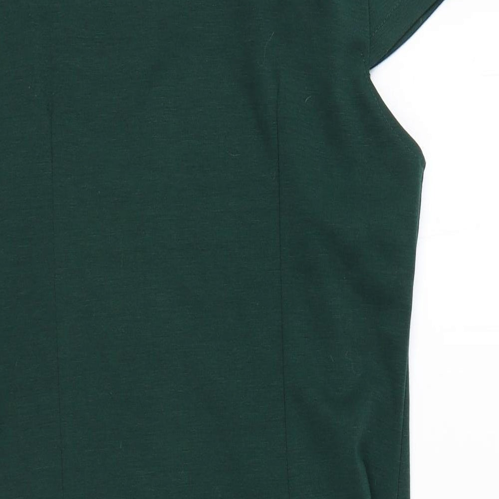 Sabrina Diamanti Womens Green Polyester Shift Size XL Roll Neck Zip