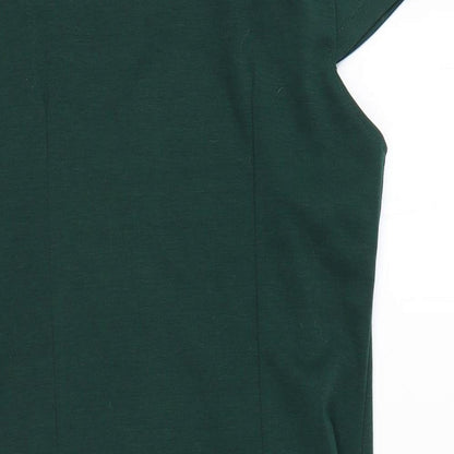 Sabrina Diamanti Womens Green Polyester Shift Size XL Roll Neck Zip