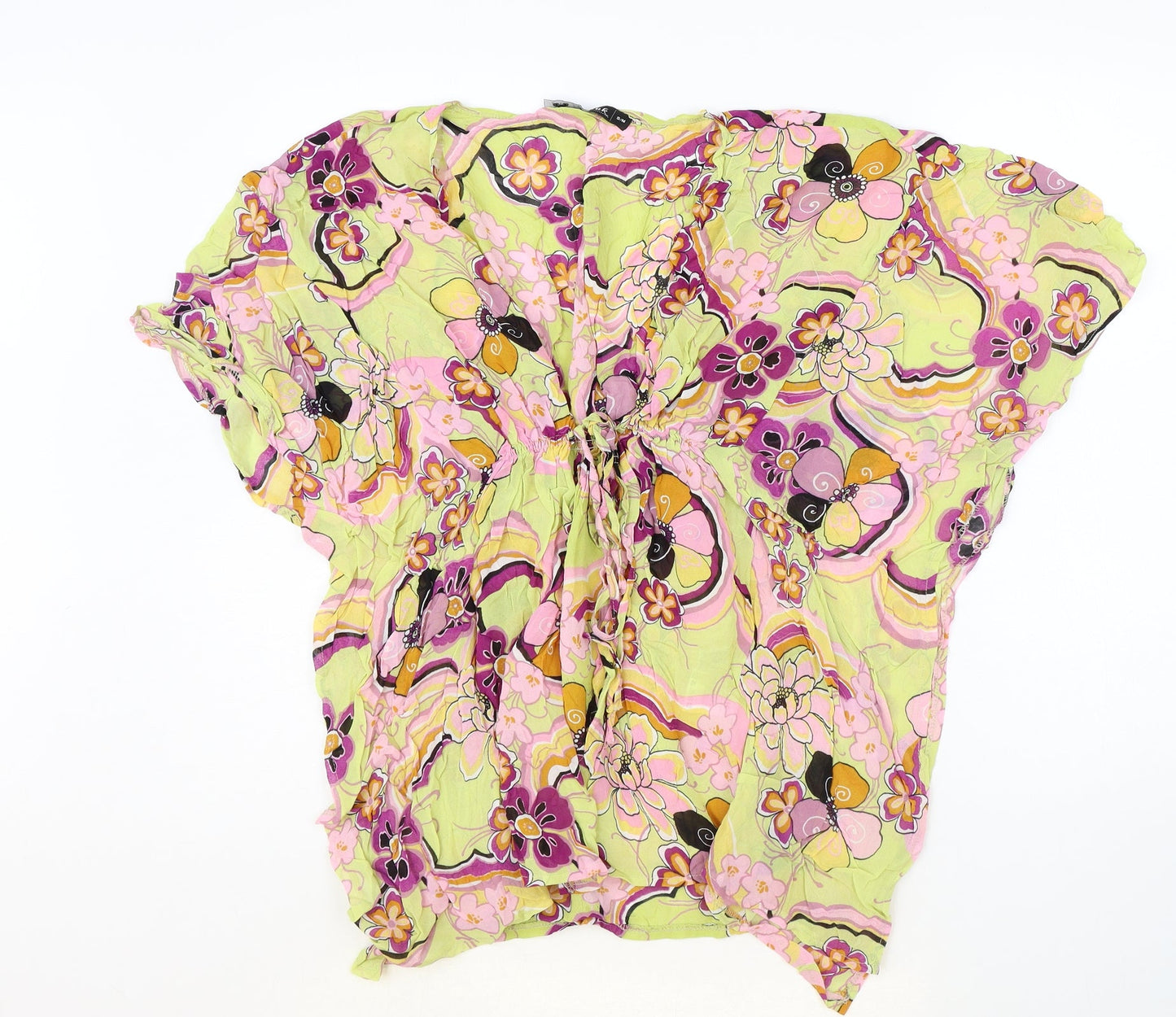 Nuuk Womens Multicoloured Floral Polyester Basic Blouse Size S V-Neck - Size S/M