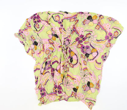 Nuuk Womens Multicoloured Floral Polyester Basic Blouse Size S V-Neck - Size S/M