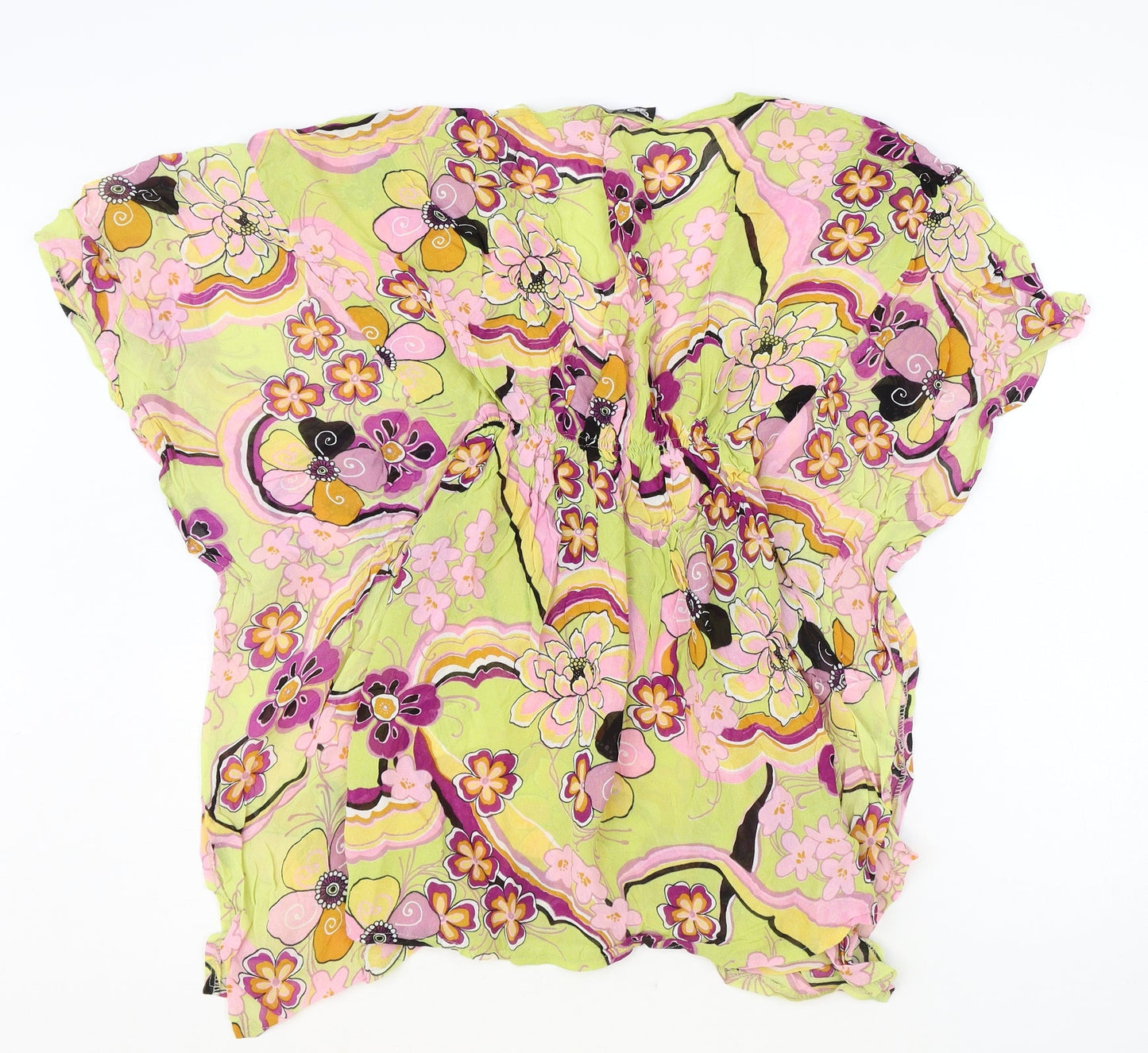 Nuuk Womens Multicoloured Floral Polyester Basic Blouse Size S V-Neck - Size S/M