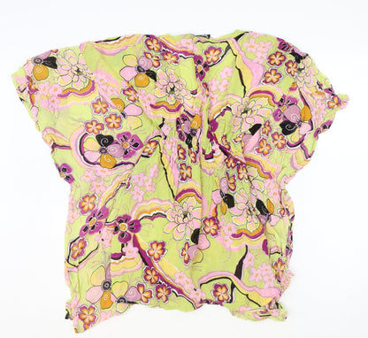 Nuuk Womens Multicoloured Floral Polyester Basic Blouse Size S V-Neck - Size S/M
