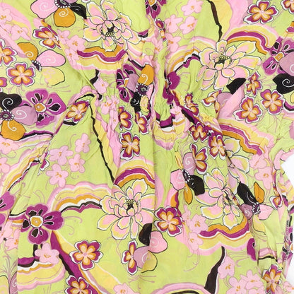 Nuuk Womens Multicoloured Floral Polyester Basic Blouse Size S V-Neck - Size S/M