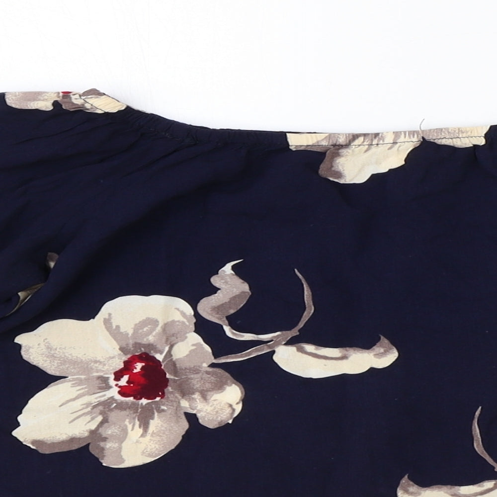 Womens UK Size 8 Apricot Blue Cropped Blouse