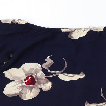 Womens UK Size 8 Apricot Blue Cropped Blouse