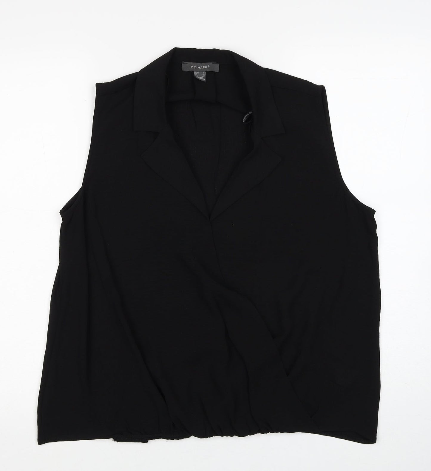 Primark Womens Black Polyester Basic Blouse Size 12 V-Neck