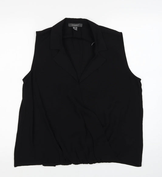 Primark Womens Black Polyester Basic Blouse Size 12 V-Neck
