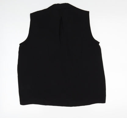 Primark Womens Black Polyester Basic Blouse Size 12 V-Neck