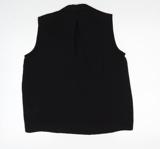 Primark Womens Black Polyester Basic Blouse Size 12 V-Neck