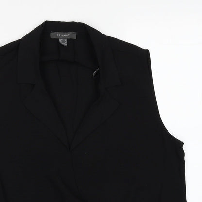 Primark Womens Black Polyester Basic Blouse Size 12 V-Neck