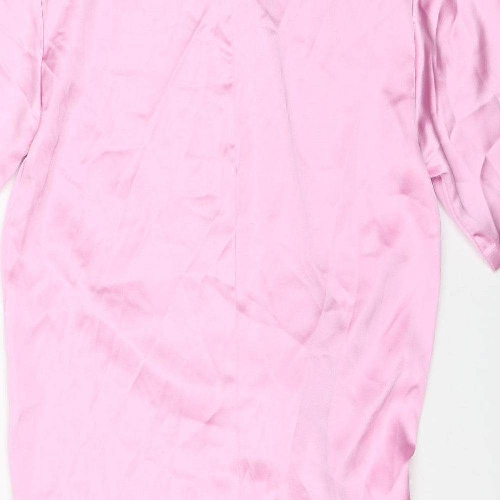 Zara Womens Pink Polyester T-Shirt Dress Size S Round Neck Zip
