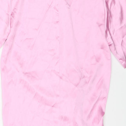 Zara Womens Pink Polyester T-Shirt Dress Size S Round Neck Zip