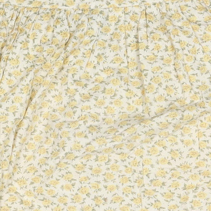 Joshann Earl Womens Yellow Floral Cotton Skater Skirt Size S Button