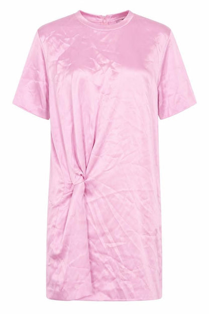 Zara Womens Pink Polyester T-Shirt Dress Size M Round Neck Zip