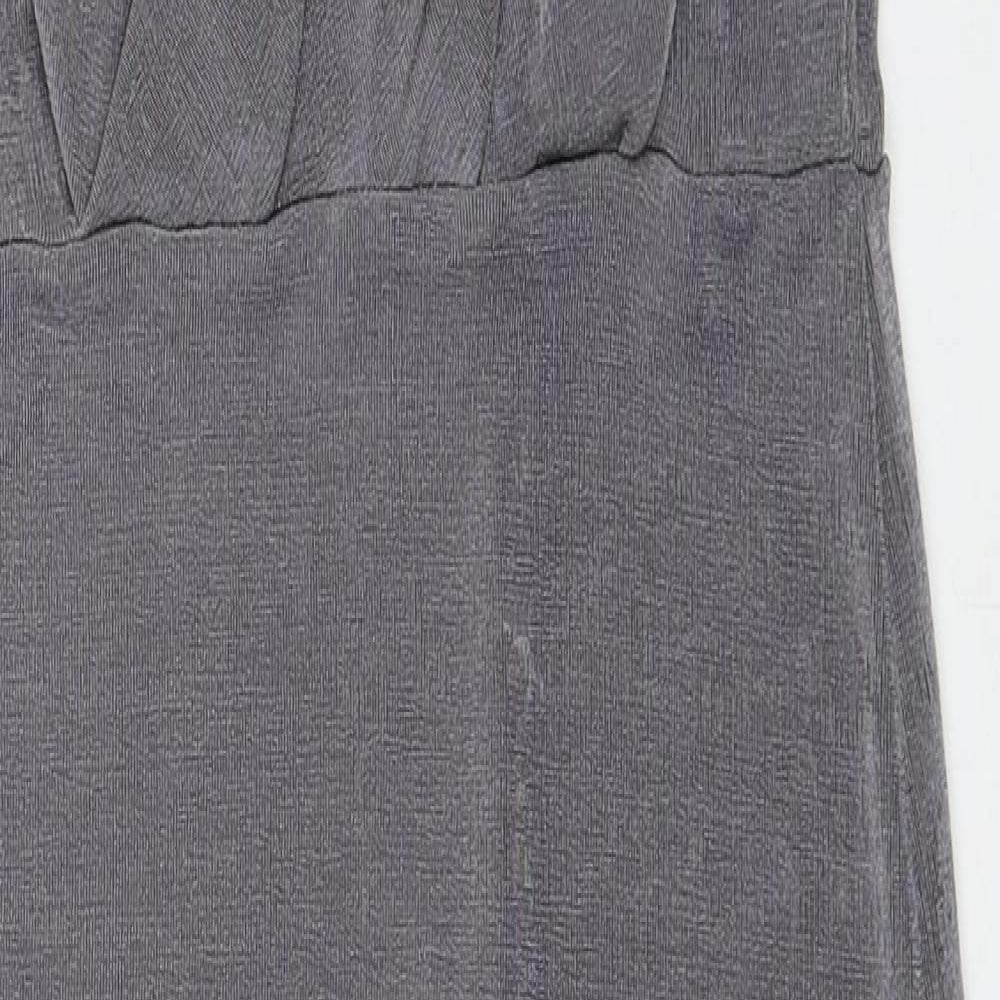Missguided Womens Grey Polyester Pencil Dress Size 10 V-Neck Pullover