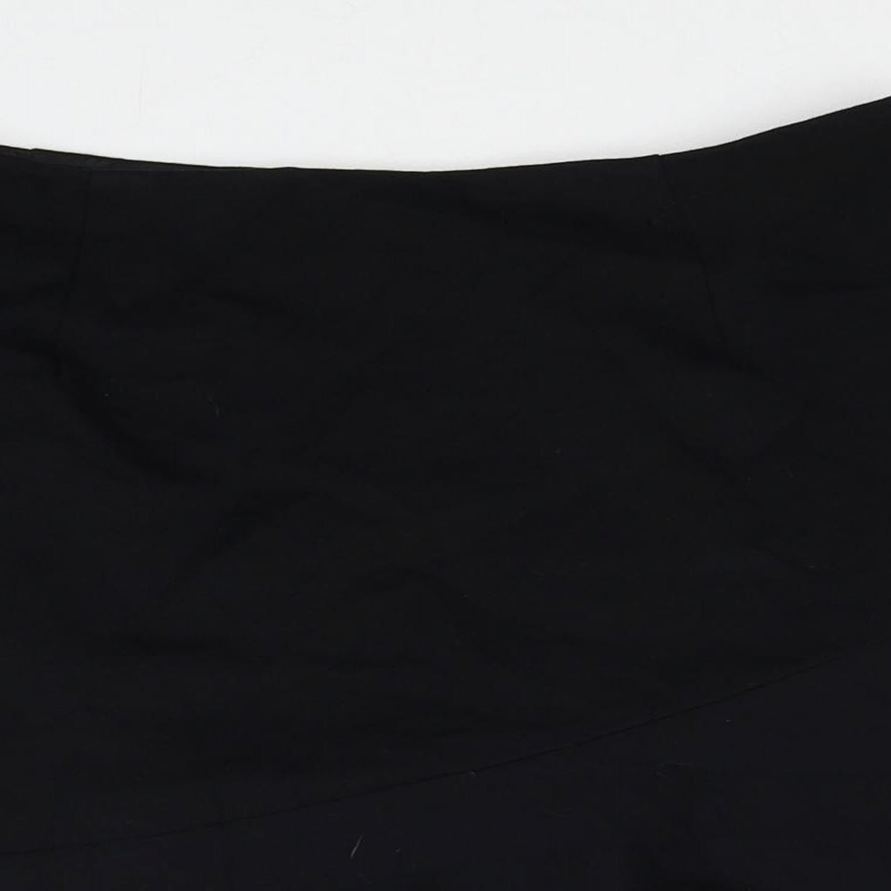 Marks and Spencer Womens Black Viscose Skater Skirt Size 10 Zip