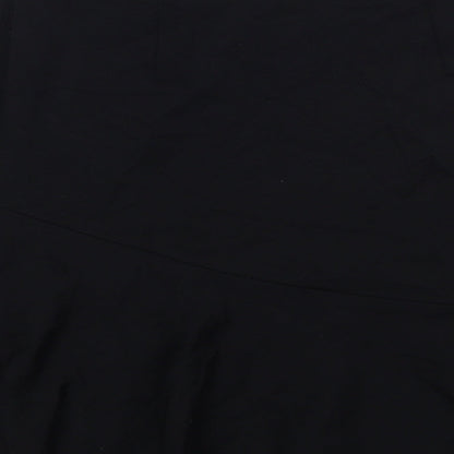 Marks and Spencer Womens Black Viscose Skater Skirt Size 10 Zip