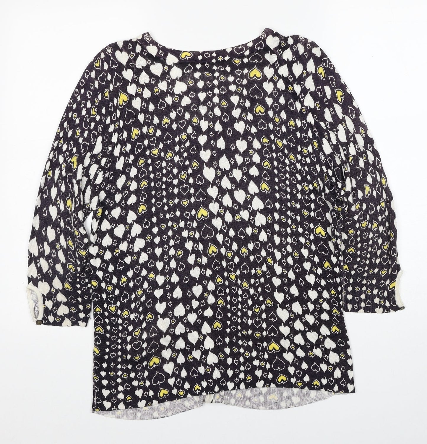 Topshop Womens Blue V-Neck Geometric Viscose Cardigan Jumper Size 14