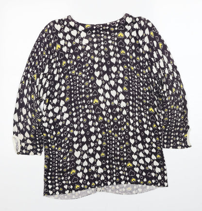 Topshop Womens Blue V-Neck Geometric Viscose Cardigan Jumper Size 14
