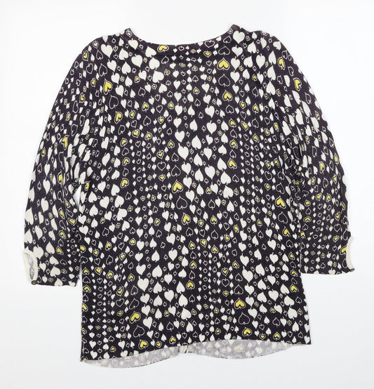 Topshop Womens Blue V-Neck Geometric Viscose Cardigan Jumper Size 14