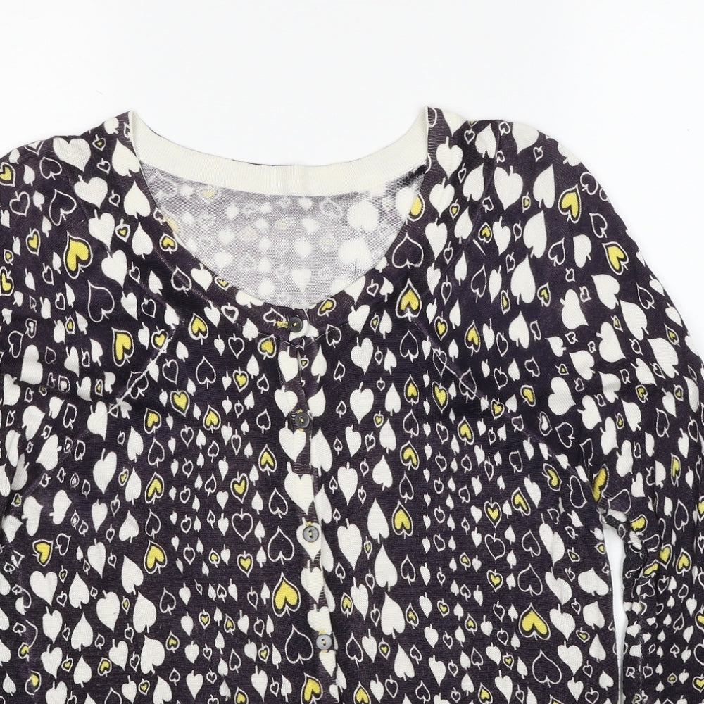Topshop Womens Blue V-Neck Geometric Viscose Cardigan Jumper Size 14